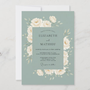 Invitation Mariage Botanique Vert Sauge Poli