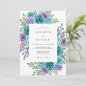 Invitation Mariage Botanique Vibrant Aqua Sarcelle (Debout devant)