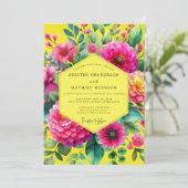 Invitation Mariage Botanique Vibrant au Citron (Debout devant)