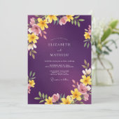Invitation Mariage Botanique Vibrant au Prune (Debout devant)