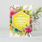 Invitation Mariage Botanique Vibrant aux Tons de Canari (Debout devant)