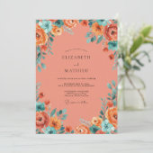 Invitation Mariage Botanique Vibrant Corail (Debout devant)
