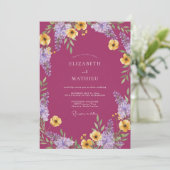 Invitation Mariage Botanique Vibrant Magenta (Debout devant)