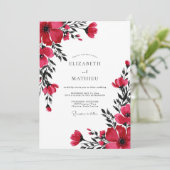 Invitation Mariage Botanique Vibrant Rouge (Debout devant)