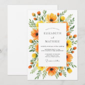 Invitation Mariage Botanique Vibrant Safran (Devant / Derrière)