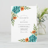 Invitation Mariage Botanique Vibrant Sarcelle (Debout devant)