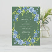 Invitation Mariage Botanique Vibrant Vert Pin (Debout devant)