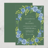 Invitation Mariage Botanique Vibrant Vert Pin (Devant / Derrière)