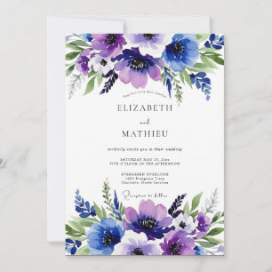 Invitation Mariage Botanique Vibrant Violet Prune