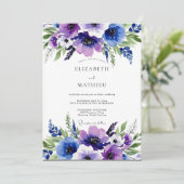 Invitation Mariage Botanique Vibrant Violet Prune (Debout devant)