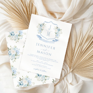 Invitation Mariage botanique victorien bleu de France