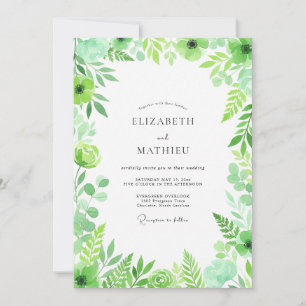 Invitation Mariage Botanique Vif Menthe