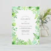 Invitation Mariage Botanique Vif Menthe (Debout devant)