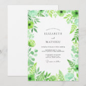 Invitation Mariage Botanique Vif Menthe (Devant / Derrière)