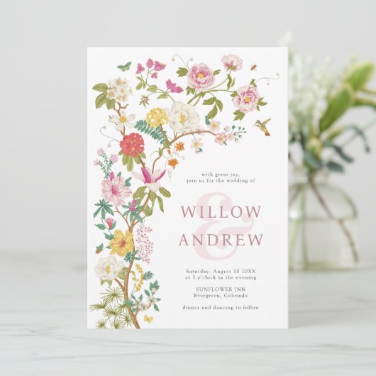 Invitation Mariage botanique vintage (Debout devant)