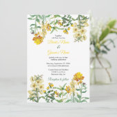 Invitation Mariage botanique vintage jaune Aquarelle (Debout devant)