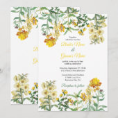 Invitation Mariage botanique vintage jaune Aquarelle (Devant / Derrière)