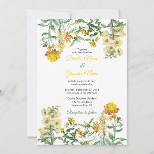 Invitation Mariage botanique vintage jaune Aquarelle