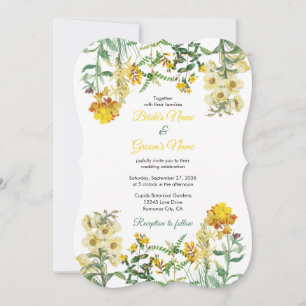 Invitation Mariage botanique vintage jaune Aquarelle