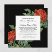 Invitation Mariage botanique vintage Red Rose (Devant / Derrière)