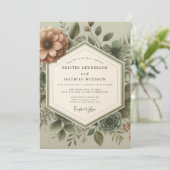 Invitation Mariage Botanique Vintage Sage (Debout devant)