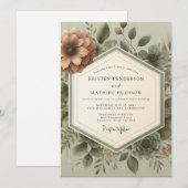 Invitation Mariage Botanique Vintage Sage (Devant / Derrière)