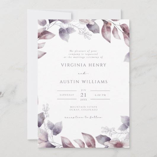 Invitation Mariage Botanique Violet (Devant)