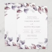 Invitation Mariage Botanique Violet (Devant / Derrière)
