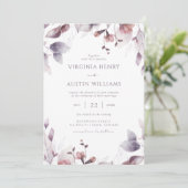 Invitation Mariage botanique violet (Debout devant)