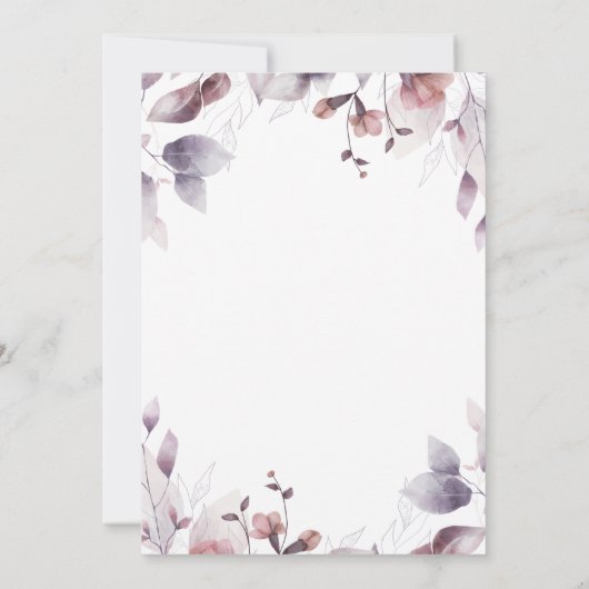 Invitation Mariage botanique violet (Dos)