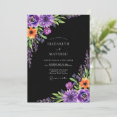 Invitation Mariage Botanique Violet et Sombre (Debout devant)