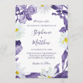 Invitation Mariage botanique violet Iris Daisy (Devant)