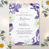 Invitation Mariage botanique violet Iris Daisy