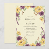 Invitation Mariage Botanique Violet Luxuriant (Devant / Derrière)