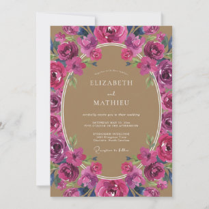 Invitation Mariage Botanique Violet Magenta