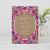 Invitation Mariage Botanique Violet Magenta (Debout devant)