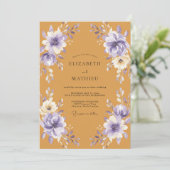 Invitation Mariage Botanique Violet Moutarde (Debout devant)