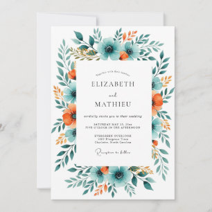 Invitation Mariage Botanique Vivid Cuivre Sarcelle