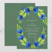 Invitation Mariage Botanique Vivid Vert Olive (Devant / Derrière)