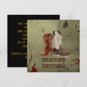 Invitation mariage bottes de cowboy western (Devant / Derrière)