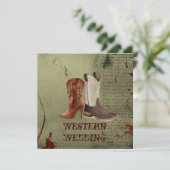 Invitation mariage bottes de cowboy western (Debout devant)