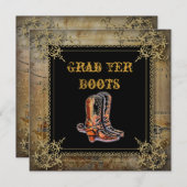Invitation mariage bottes de cowboy western (Devant / Derrière)