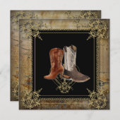 Invitation mariage bottes de cowboy western (Devant / Derrière)