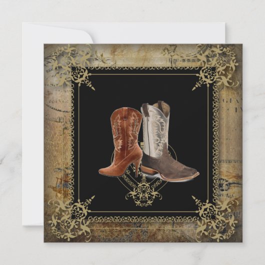 Invitation mariage bottes de cowboy western (Devant)