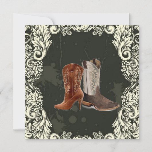 Invitation mariage bottes de cowboy western bottes de mariée (Devant)