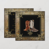 Invitation mariage bottes de cowboy western s'unir (Devant / Derrière)