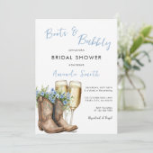 Invitation Mariage bottes et bulles bleues (Debout devant)