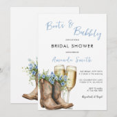 Invitation Mariage bottes et bulles bleues (Devant / Derrière)