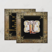 Invitation mariage bottines de cowboy western (Devant / Derrière)