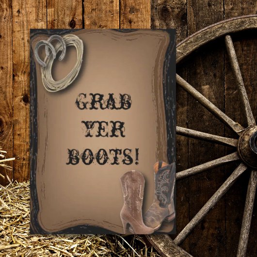 Invitation mariage bottines de cowboy western
